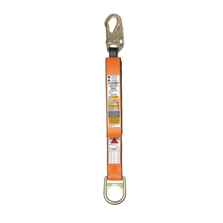 SUPER ANCHOR SAFETY ANSI Z359.13 Energy Absorber A-End Snaphook B-End D-ring. 26" Service Length. 6186-HD